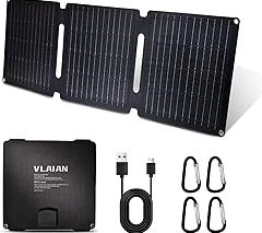 30W Portable Solar Panel,Foldable Solar Panels Charger for Camping Hiking Outdoor,IP65 ETFE Waterproof Panel Solar Kit with 3 Transfer Conectors,DC/Type-C/USB/QC3.0 Output product image