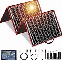 DOKIO 150W Portable Foldable Solar Panel Kit, Compact 21x20in Design 7.3lb with Standalone Controller and USB, Monocrystalline Charger for 12V Batteries, Power Stations, RV Camping Emergency Use product image