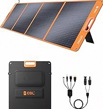 EBL 200W Portable Solar Panel for Power Station, Waterproof IP65 Foldable Solar Panel with MC-4 Anderson Output Connector for RV, Camping, Blackout product image