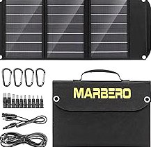 MARBERO Portable Solar Panel 30W Solar Panel Charger 23% High Efficiency Foldable Solar Panels QC3.0 USB & DC Port Compatible with Cell Phone Ipad Laptop IP65 Waterproof for Camping Outdoor Cloudy product image