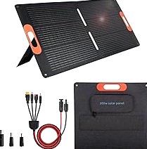 100W Portable Solar Panel for Power Station Generator,100 Watt Foldable Solar Panel Charger with MC4 Output,3-in-1 DC Connector,23.5% High Efficiency for Outdoor Camping RV Travel(100W) product image