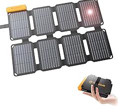 FlexSolar Portable 25W Solar Panel Charger with USB-A and USB-C Ports.0.8lbs,IP57 Waterproof and dustproof, Folded Solar Panel Compatible with Cellphone,Camping Light product image