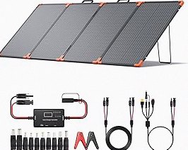 200W Portable Solar Panel (Tempered Glass),Heavy-Duty Foldable Mono Solar Charger for Jackery Explorer 1000 v2/EcoFlow Delta 2/Bluetti,IP67 Waterproof Off-Grid Power for RV Camping Power Backup product image