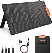 GRECELL 100W Solar Panel, 21.5V Portable Foldable Solar Panel 24% High Efficiency with Fast Charger and Adjustable Kickstand for Power Station, Solar Cell Charger for Outdoor Camping RV Van Travel product image