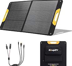 BougeRV 100W Portable Solar Panel, Fiberglass Solar Charger, Up to 25% Conversion Hight Efficiency, N-Type Foldable Solar Panel, IP65 Water Resistant for Camping, RV, Van, Boat, Hiking & Off-Grid Use product image