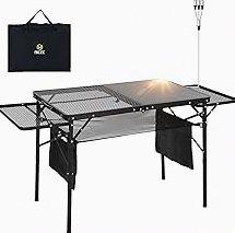 Nice C Camping Table, Ourdoor Grill Table, Tailgate Tables, Solar Panel Tables with USB Type-C&DC Charging Cable, 42W Portable Solar Charger, 2 Side Shelves, with Mesh Net&Cup Holders product image